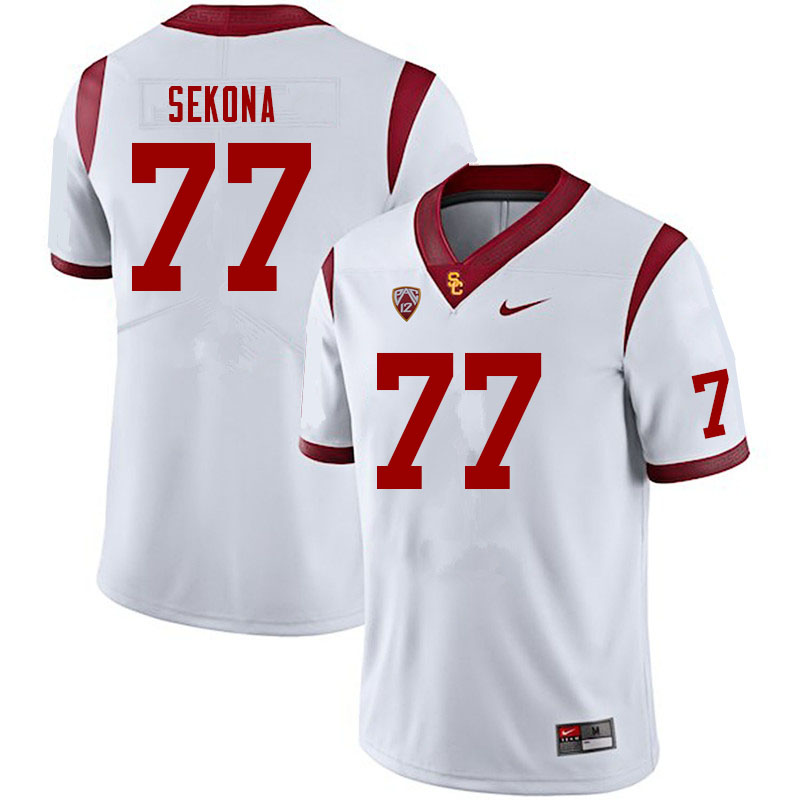 Men #77 Jamar Sekona USC Trojans College Football Jerseys Sale-White - Click Image to Close